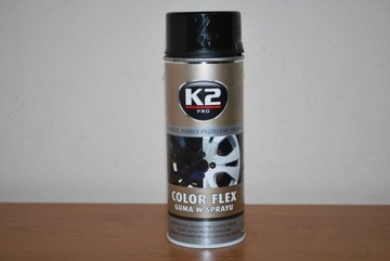 K2 COLOR FLEX GUMA W SPRAYU CZARNY POŁYSK 400ML