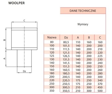 Nasada Kominowa Woolper Ocynk WENTYLACJA Fi 220