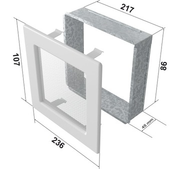 Решетка вентиляционная для камина 11х24 Белый