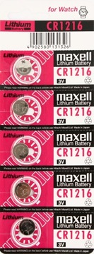 5x BATERIA LITOWA MAXELL CR1216 1216 DL ECR DL1216