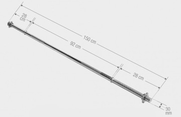 Гриф прямой Штанга с резьбой 150см 30мм