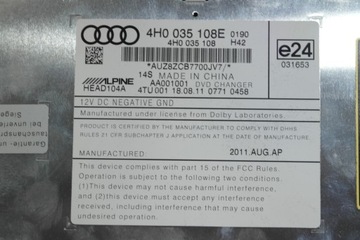 AUDI A6 A7 C7 4G A8 D4 4H DVD-ЧЕЙНДЖЕР 4H0035108E