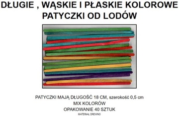 długie, wąskie, płaskie KOLOROWE PATYCZKI