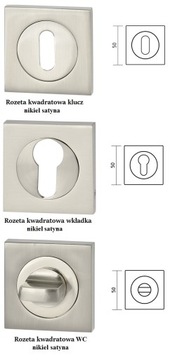 Klamka Dotty Q rozeta kwadratowa nikiel satyna VDS