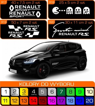 Naklejki RENAULT Clio, Megane - 20 WZORÓW - 2 szt.