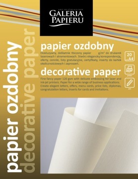 Papier ozdobny A4 Floryda kremowy 220g 20 ark