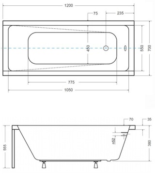 Современный PMD Besco Bathtub 120x70