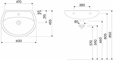 РАКОВИНА KOŁO IDOL 60x45 с отверстием M11160