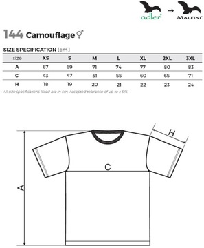 KOSZULKA T-SHIRT ADLER CAMOUFLAGE 160g/m r. XXXL