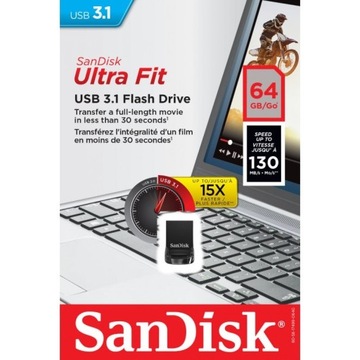 MAŁY 64GB Sandisk ULTRA Fit KRÓTKI USB 3.1 130MB/s