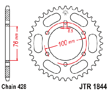 Звездочка ЗАДНЯЯ JT 1844.48 YAMAHA YZF YZF-R 125 08-15