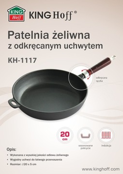 PATELNIA ŻELIWNA 20cm. ciężka gaz,indukcja 1/ 1117