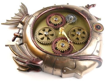 ZEGAR ŚCIENNY Steampunk RYBA MASZYNA NA PREZENT