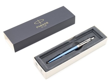 Шариковая ручка Parker Jotter Steel Waterloo Blue, с гравировкой