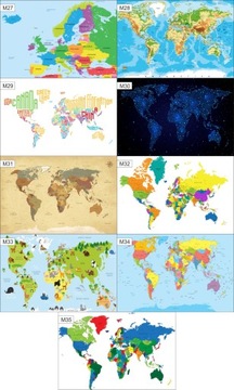 Картинка карта мира на польском языке, подборка узоров 120х80.