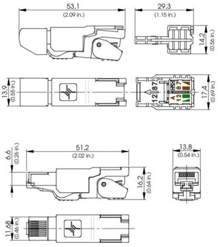 Wtyk beznarzędziowy RJ45 8P8C kat.6A ekranowany FTP Telegärtner