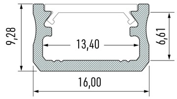 Profil aluminiowy anodowany do taśmy LED - A - 1m