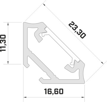 Алюминиевый профиль для светодиодного уголка С 1м, ЧЕРНЫЙ абажур