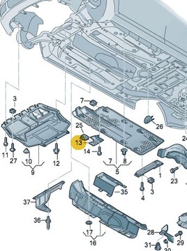 Защита днища на переднем колесе СЛЕВА, VW SEAT SKODA A