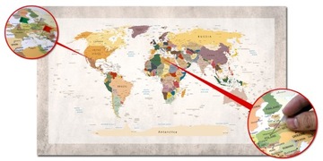 ПРОБКОВАЯ доска Карта мира со странами изображение 90x50