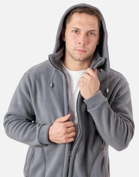 Теплая мужская флисовая толстовка с капюшоном Men's Fleece MAX01 4XL серая