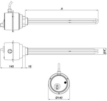 Grzałka z termostatem do bojlera GRBT 7,5kW typ U 6/4'' polska W098C