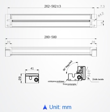 Лампа для станка TURA M9T 480мм 16Вт 24В