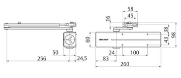 Доводчик ASSA ABLOY DC300 с замком, серебристый