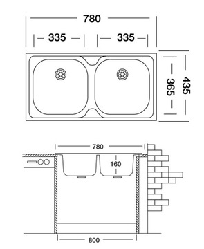 ВСТРАИВАЕМАЯ СТАЛЬНАЯ МОЙКА 78X43,5 LEN DECOR