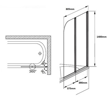 BESCO MODERN ВАННА С ЭКРАНОМ/КОРПУС EM 150x70 см