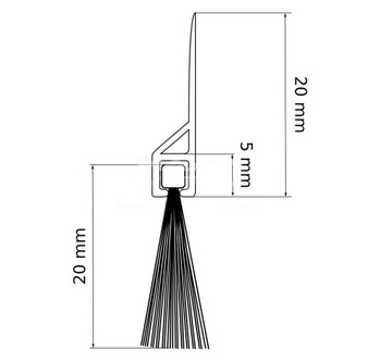 LISTWA USZCZELNIAJĄCA Szczotka do Drzwi 20mm PCV