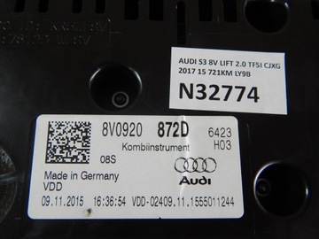 фото thumb №5, Audi s3 8v 2.0 tfsi счетчик приборы 8v0920872d