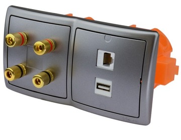 Настенная розетка скрытого монтажа 1USB 1RJ-45 4G