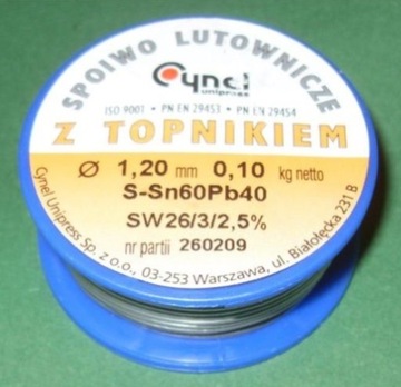 Spoiwo CYNA 1,2mm z topnikiem 100g 0,1kg FV(1040)