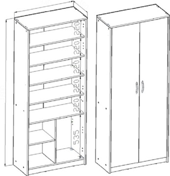 Закрытая офисная полка, гардероб, тумба R4 ALDER ROB