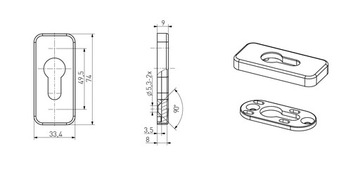 INOX пластина, розетка, замок, дверная вставка