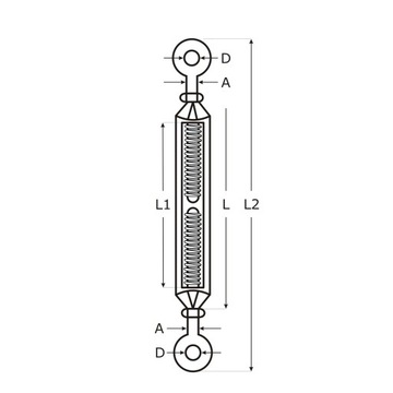 Śruba Rzymska Napinająca INOX nierdzewna A4 V4 oko-oko M3 10 szt.
