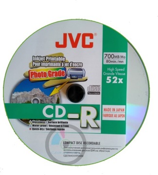 JVC PRO CD-R Photo Grade глянцевая для печати Япония конверт для компакт-диска, 1 шт.