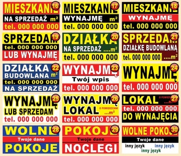 TABLICA PCV 100x50 SPRZEDAM dom działkę baner