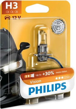 ЛАМПЫ PHILIPS H3 VISION +30% H3 12 В 55 Вт 2 ШТ.