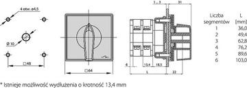 КУЛАЧКОВЫЙ ПЕРЕКЛЮЧАТЕЛЬ SPAMEL P/T O-I 25A ŁK25R-2.8211