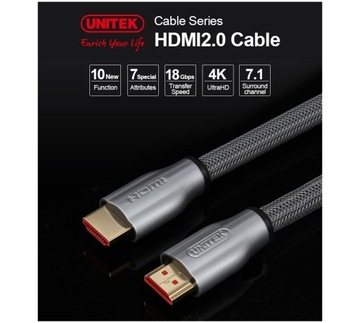 Кабель Unitek HDMI-HDMI 2.0 2.0a 2.0b 3м 4K в оплетке