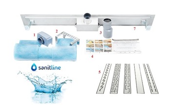 SANITLINE Линейный слив 80см, низкий сифон, 52мм HQ