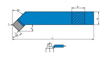 Нож токарный изогнутый NNZc-d DIN4972 ISO2 R 20х20мм