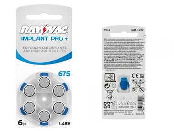 6 слуховых батарей Rayovac IMPLANT PRO+ тип 675