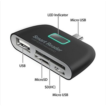 Czytnik Kart Micro USB OTG Hub 4w1