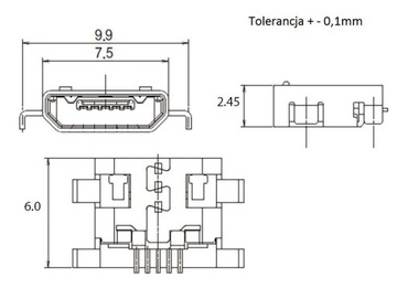 Розетка Micro USB 5PIN 3361B, гарантия, счет-фактура