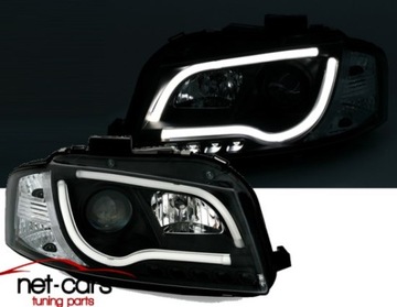 Headlights audi a3 8p 03-08 h7/ h1 tube lights neon led backlight black, фото