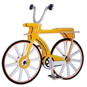 Puzzle wooden 3-door spatial bicycle color, фото