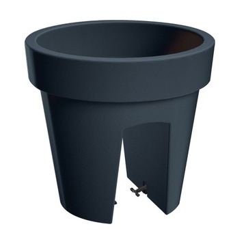 Flowerpot prosperplast 24, 5 centimeters x 24, 5 x 22, 5 centimeters diameter 24, 5 centimeters plastic shades of gray 1 silver, фото